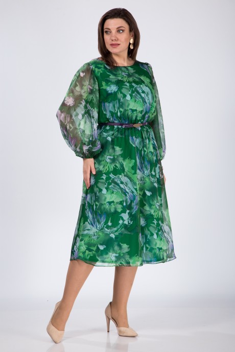 Платье КаринаДелюкс М-1068 зеленый размер 50-54 #4