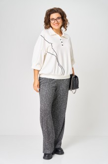 Брючный костюм КаринаДелюкс М-1414 двойка молочно-серый
