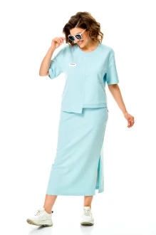 Юбочный костюм КаринаДелюкс М-1441 двойка голубой