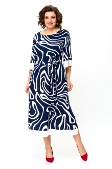 Платье КаринаДелюкс М-1245 синее+белое