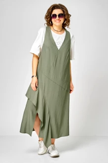 Костюм КаринаДелюкс М-1437 двойка молочный+зеленый