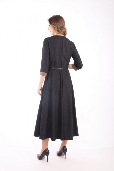 Платье LM ВИ 3087 иссиня-черный, полоска Кюлоты- коричневый размер 42-56 #6