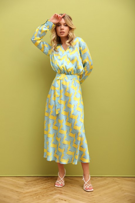 Платье LM 1060 голубой, желтый размер 44-56 #2