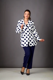 Брючный костюм Rosheli 1184 молочный, темно-синий