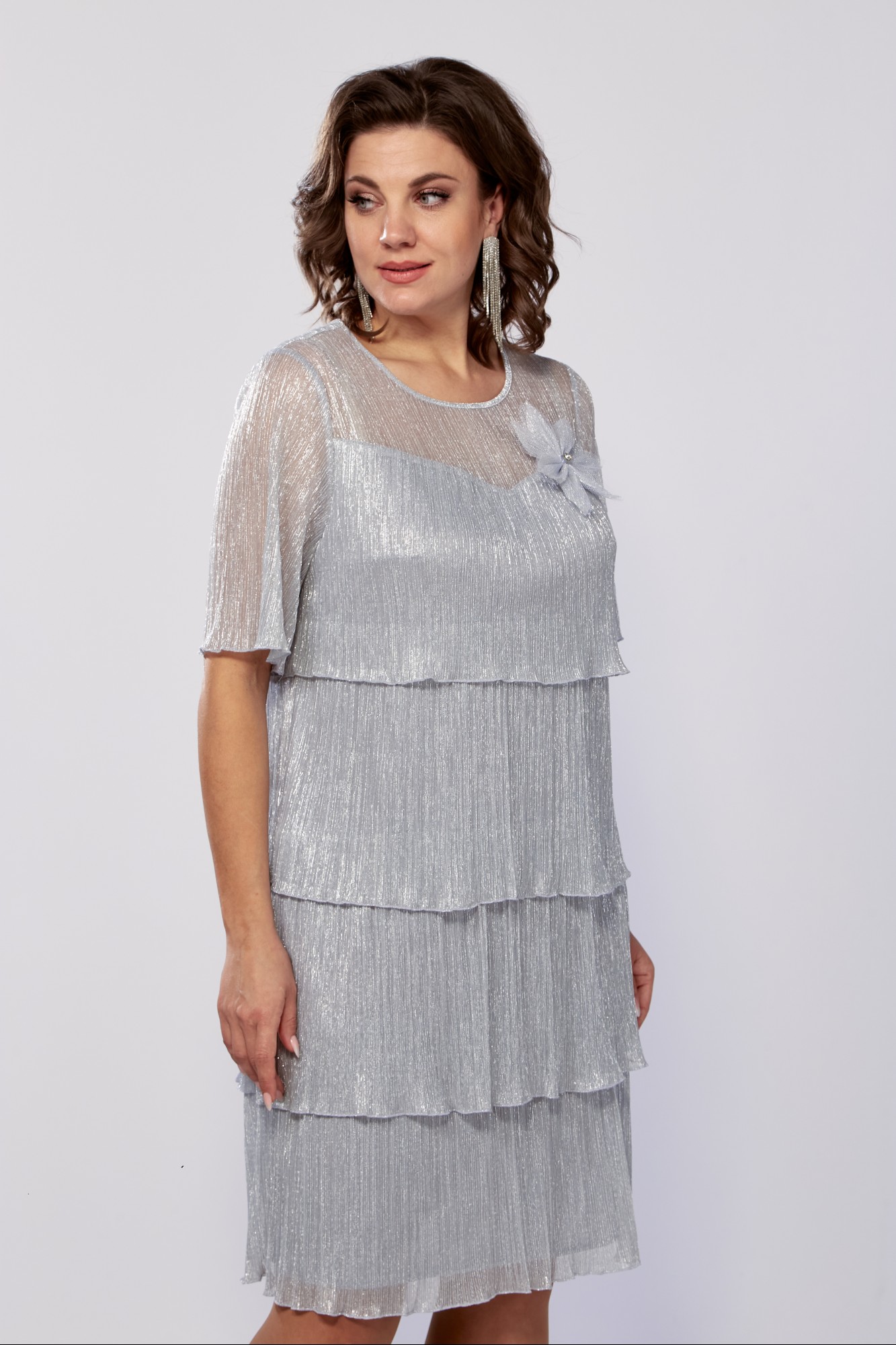 Вечернее платье Mira Fashion 4389 -7 серебро в размере 50-60 купить в ...