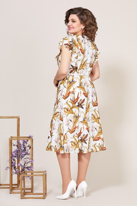 Платье Mira Fashion 5277 белый, бежевый принт размер 50-56 #2