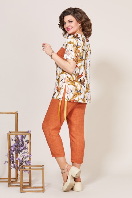 Костюм/комплект Mira Fashion 5279 двойка оранжевый, принт размер 50-54 #3