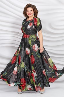 Вечернее платье Mira Fashion 5331 черный, принт цветы #1