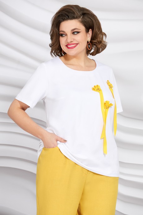 Костюм/комплект Mira Fashion 5396 -1 бело-желтый размер 56-60 #2