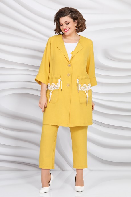 Костюм/комплект Mira Fashion 5396 -1 бело-желтый размер 56-60 #4