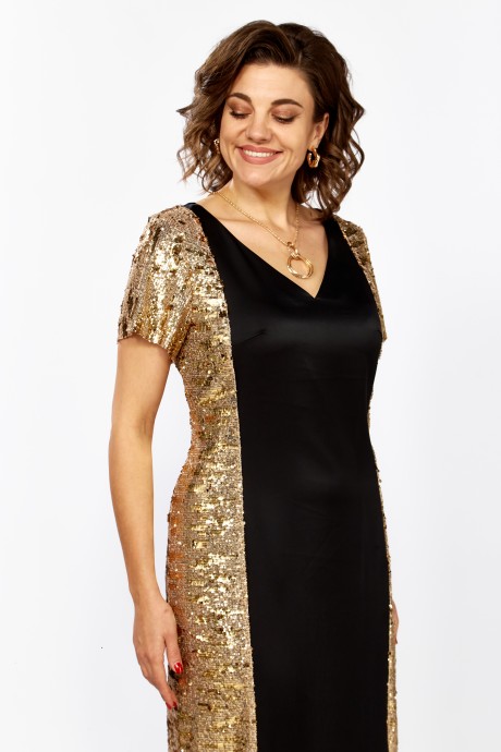Вечернее платье Mira Fashion 5632 черный, золото размер 50-56 #2