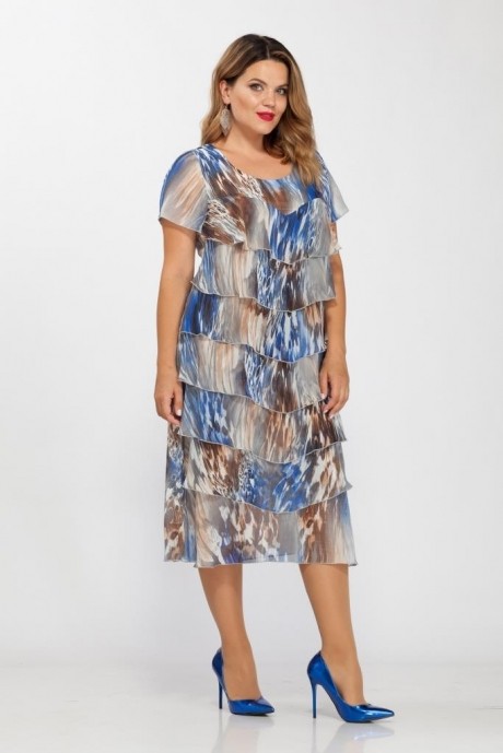 Платье Джерза 1020 голубые перья размер 52-56 #3