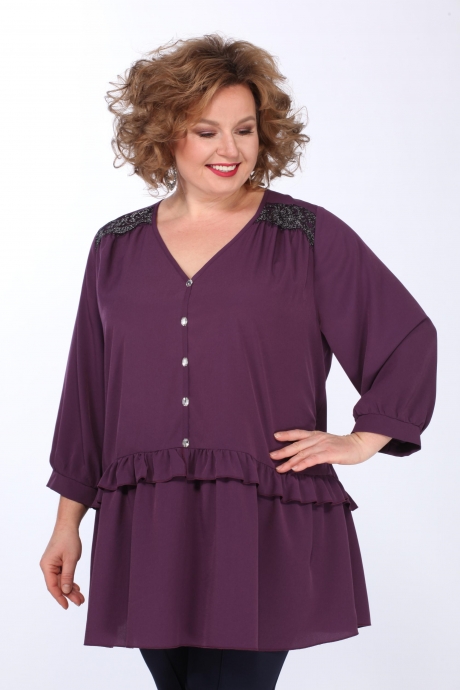 Блузка Джерза 0214 фиолетовый размер 60-64 #2