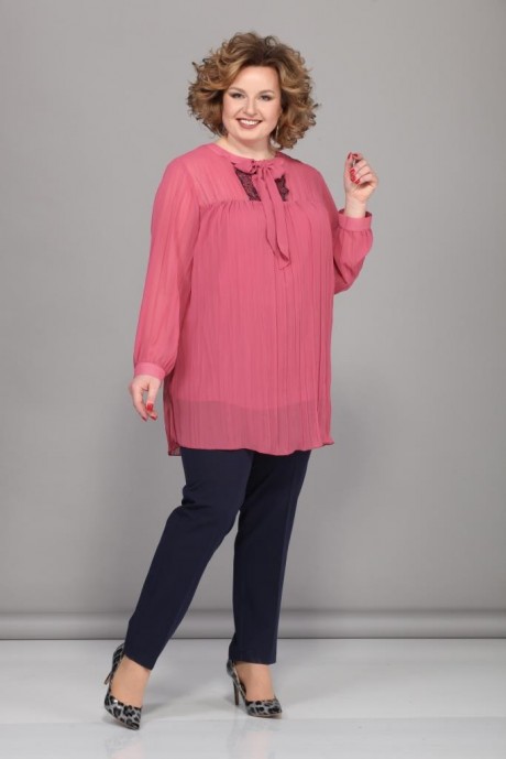 Блузка Джерза 0224 розовый пудровый размер 56-60 #4