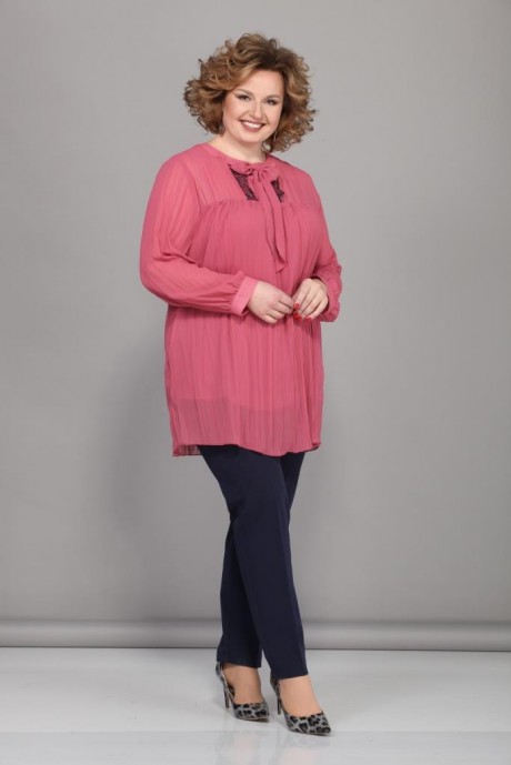 Блузка Джерза 0224 розовый пудровый размер 56-60 #5