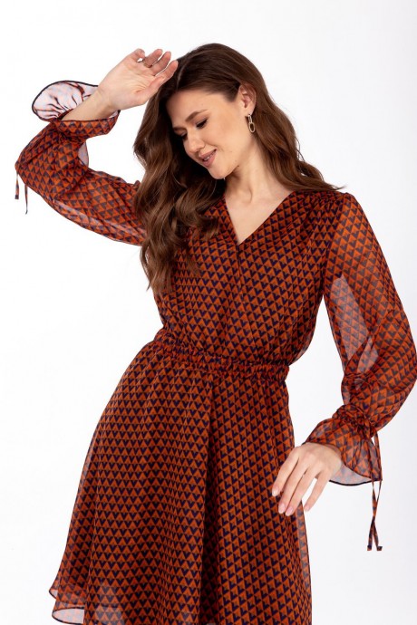 Платье OLegran 3994 оранжевый + черный размер 44-50 #2