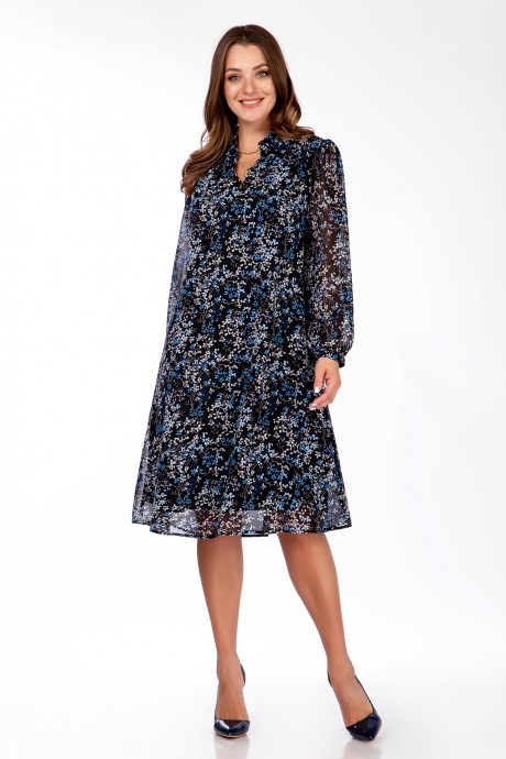 Платье OLegran 3921 черный + синий размер 52-58 #2