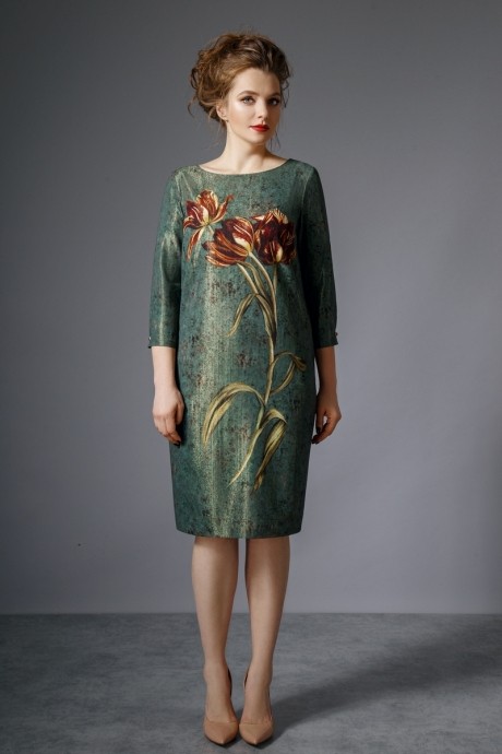 Вечернее платье Магия Моды 1279 зеленый с золотом размер 50-56 #2
