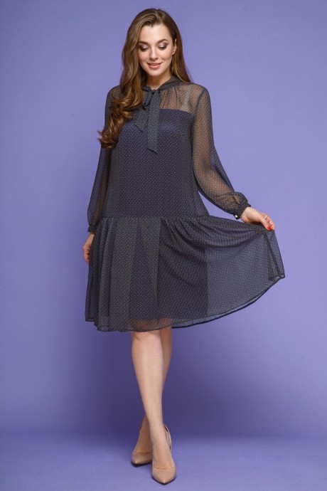 Платье Магия Моды 1364 синий+коричнево-горчичный размер 46-52 #1
