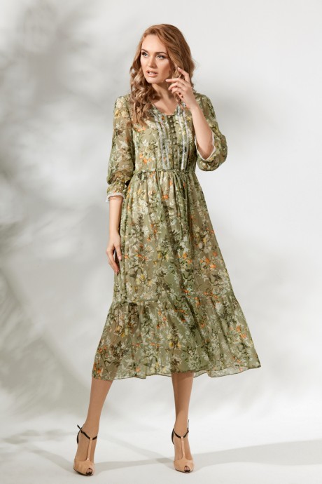 Платье Магия Моды 1708 зеленые тона размер 46-52 #1