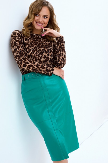 Костюм/комплект Магия Моды 2140 блуза+юбка зеленый размер 44-52 #1