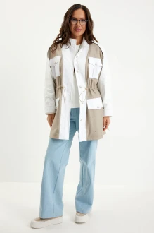 Брючный костюм Магия Моды 2692 двойка бежевый, голубой