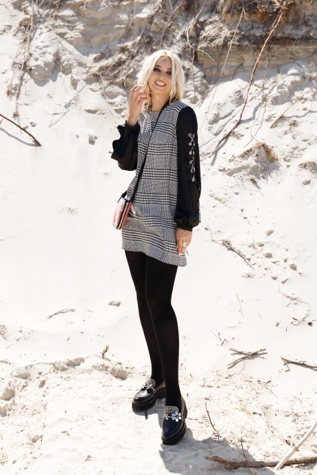 Люше 1814 черно-белая клетка + черный однотон #2