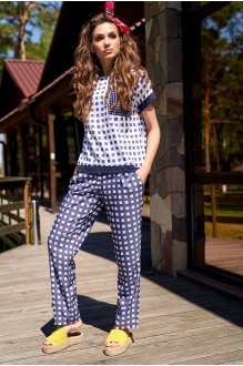 Люше 2039 молоко/темно-синий/клетка #1