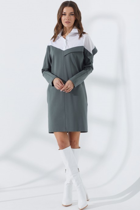 Платье Люше 3274 белый/зеленый размер 44-60 #4