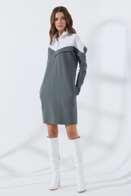 Платье Люше 3274 белый/зеленый размер 44-60 #5