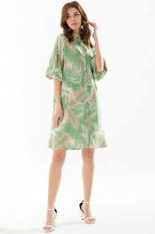Платье Люше 3345 зеленый+бежевый #1