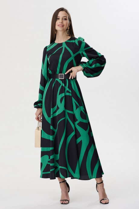 Платье Люше 3609 зеленый+черный размер 44-60 #2
