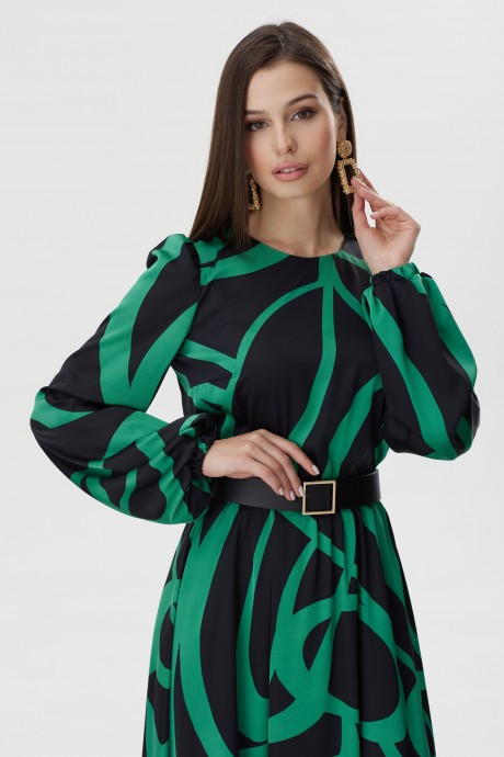Платье Люше 3609 зеленый+черный размер 44-60 #4