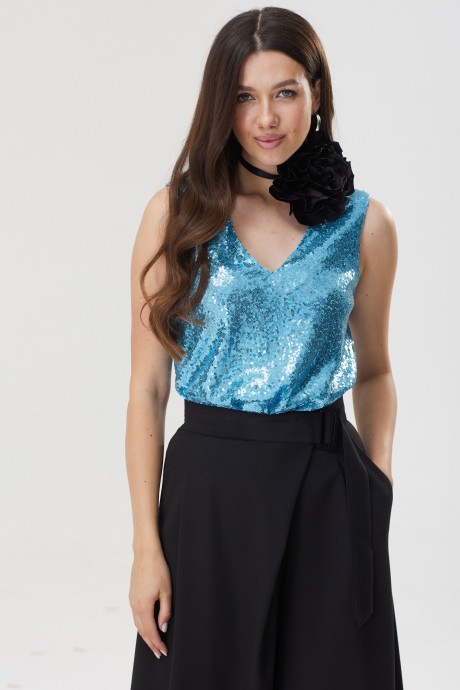 Блузка Люше 3646 голубой размер 44-60 #3