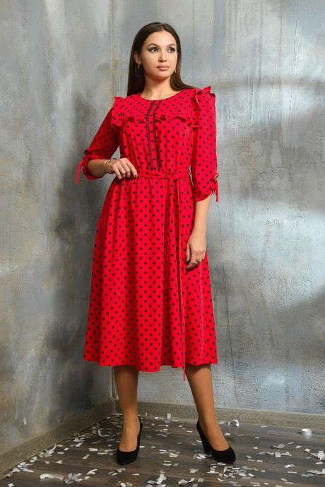 Платье Jerusi 20116 красный в горох размер 46-52 #1