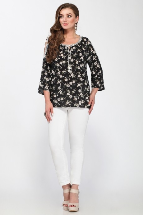 Блузка, туника, рубашка Matini 4.1194 черный в цветы размер 52-56 #4
