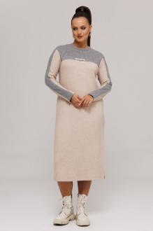 Платье Galean Style 995 бежевый, серый