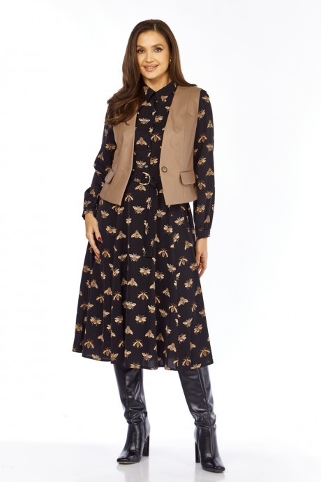 Костюм Милора Стиль 1380/1 черный, капучино размер 46-50 #1