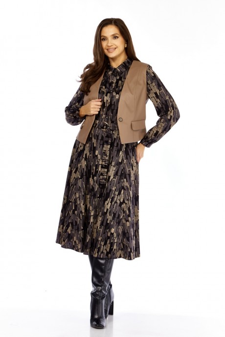 Костюм Милора Стиль 1380/1 черный, капучино размер 46-50 #1