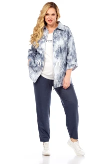 Брючный костюм Милора Стиль 1325 тройка синий