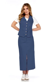 Юбочный костюм Милора Стиль 1205 тройка синий
