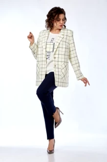 Брючный костюм Милора Стиль 1198 молочный, синий