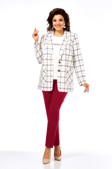 Брючный костюм Милора Стиль 1198 /1 тройка молочный, красный