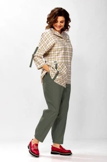 Брючный костюм Милора Стиль 1438 двойка зеленый