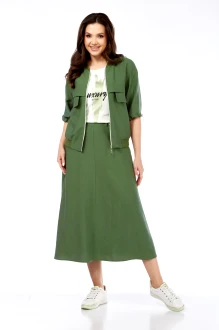 Юбочный костюм Милора Стиль 1333 тройка зеленый