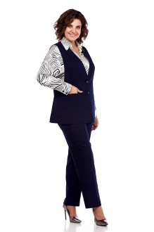 Брючный костюм Милора Стиль 1255 тройка синий