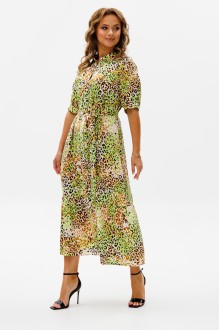 Платье GIZART 5126/2 бежево-зеленый, принт леопард #1