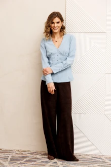 Брючный костюм GIZART 5421 шоколадно-голубой