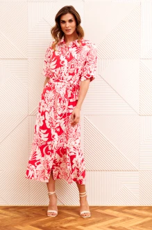 Платье GIZART 5126 /2 коралловое, цветы