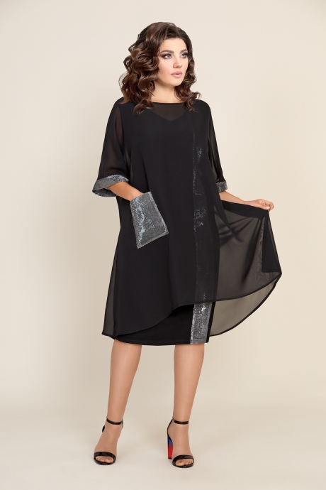 Вечернее платье Мублиз плюс 385 черный размер 56-66 #1